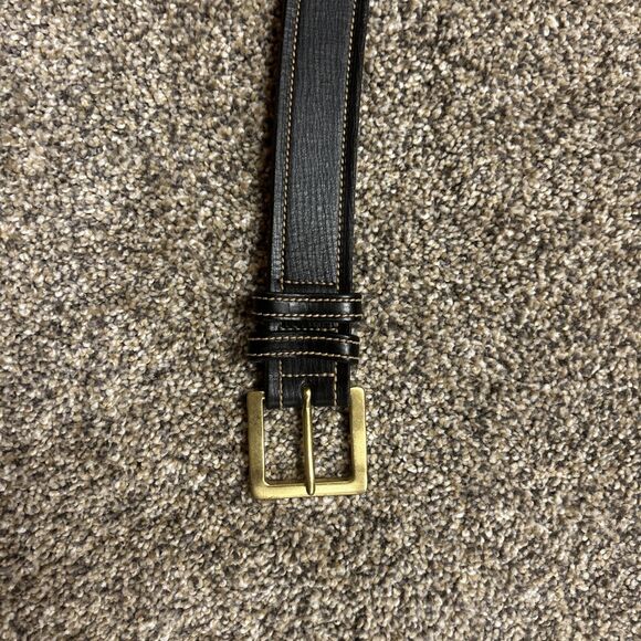 Trafalgar Belt Men’s Black Size 40 Handcrafted Calfskin Gold Buckle stitched - Picture 2 of 5